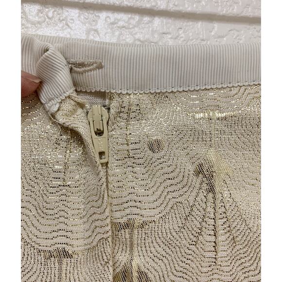 H&M Women’s Shiny Gold & Cream Mini Pencil Skirt Size US 12 Party New Year's - Picture 6 of 12